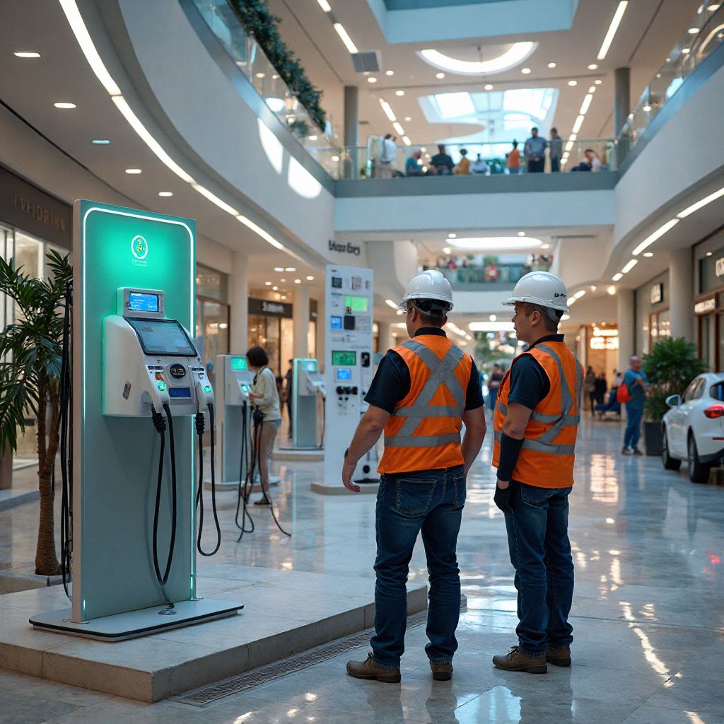 Instalación de punto de carga en centro comercial