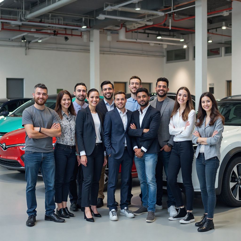 Equipo de ElectroAutos Argentina con flota de vehículos eléctricos